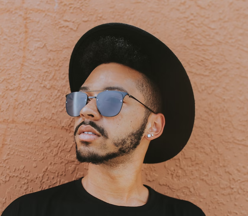 Man in hat sunglasses