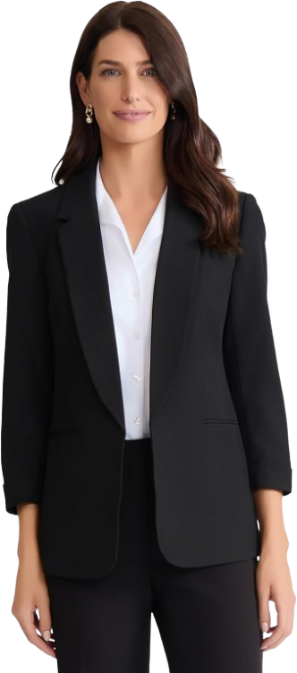Women's Shawl Collar Blazer with Rolled Cuff Sleeves